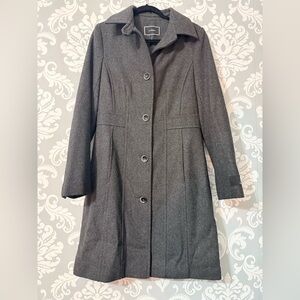 Le Chateau Woolmark Wool Blend Chic Charcoal Women's Trench Coat